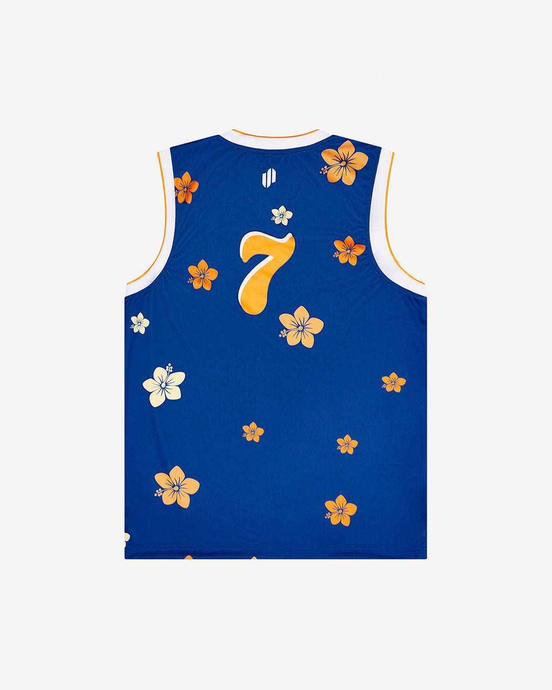 ED7:95 - Floral Basketball Singlet - Floral Blue